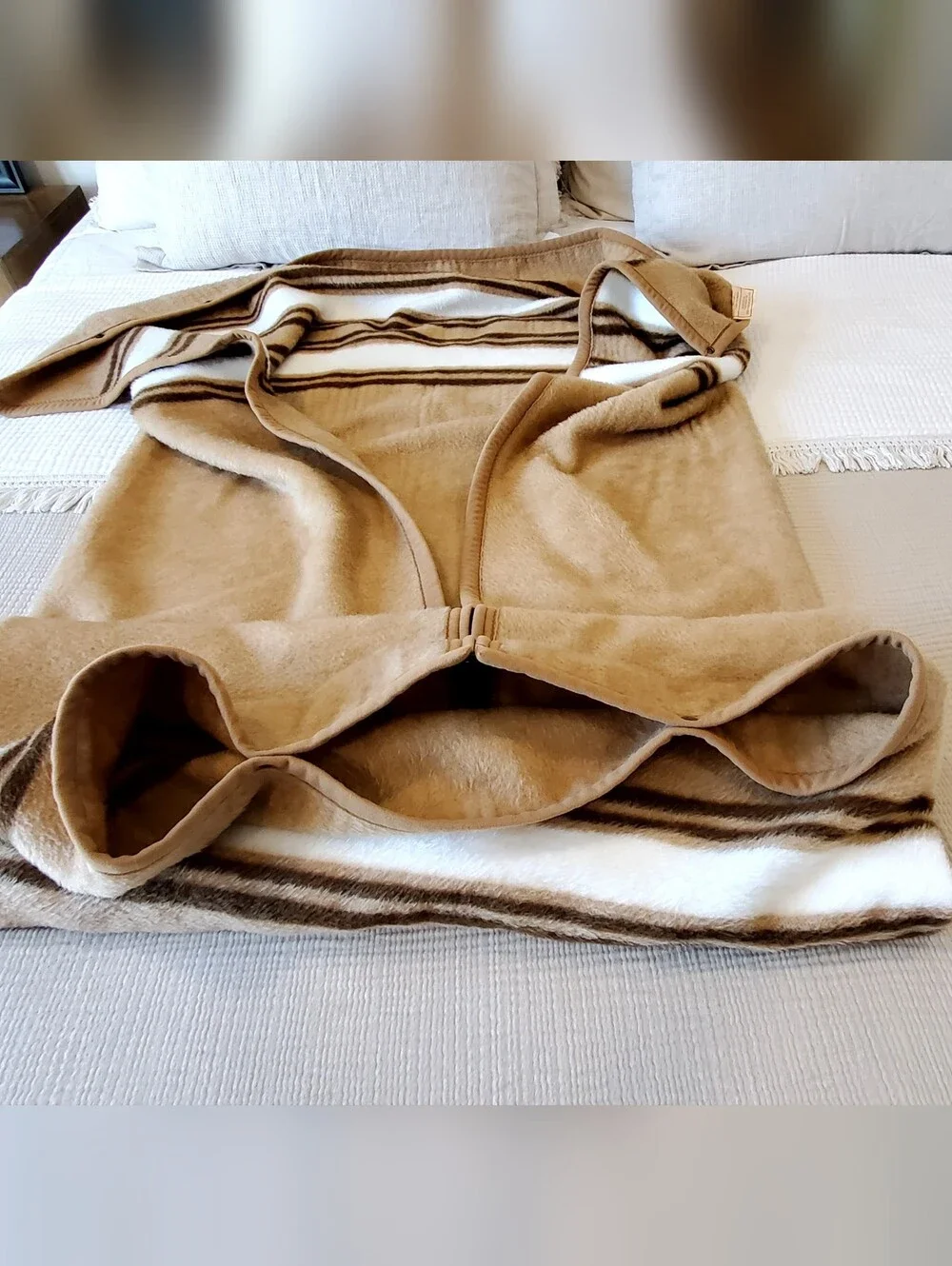 Vtg Biederlack West Germany Cuddle Wrap Sleeping Bag Blanket Brown/Tan EUC